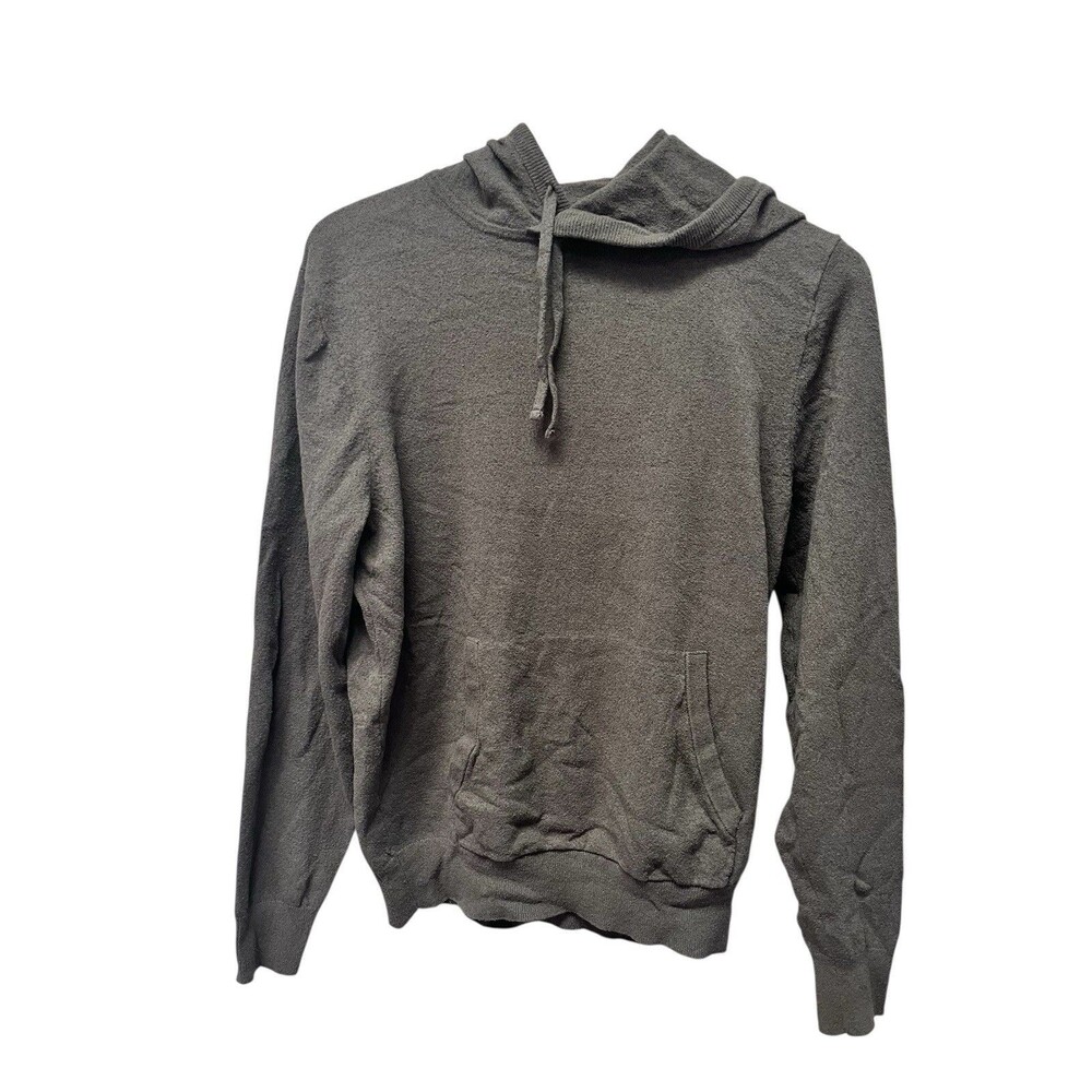 J. Crew Knit Olive Green Mens Hoodie Drawstring Sz Medium Kangaroo Pocket